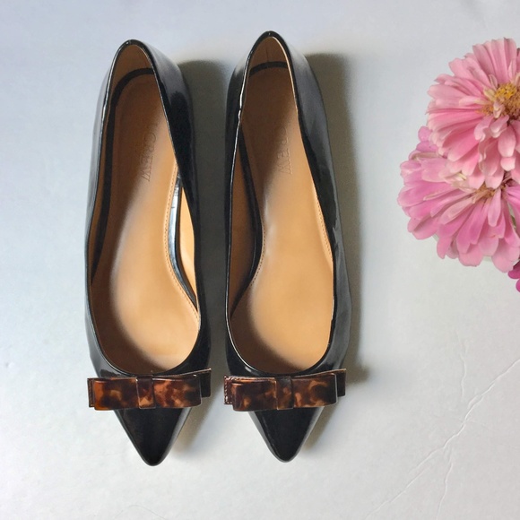 J. Crew Shoes - J. Crew pointy black AMELIA flats tortoise bow | 9